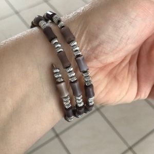 Plus size grayish purple beaded bracelet